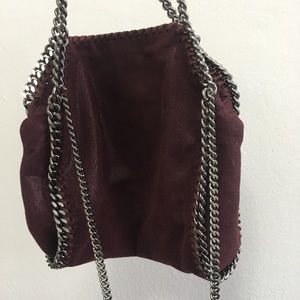 STELLA MCCARTNEY Falabella tiny faux brushed leather shoulder bag - burgandy